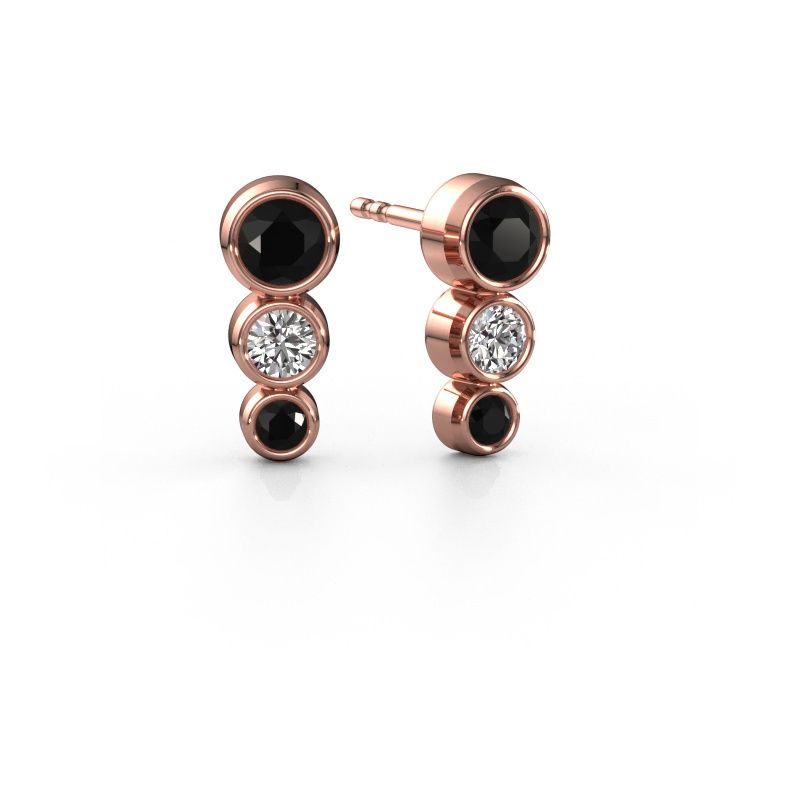 Ohrsteckers Linda 585 Roségold Schwarz Diamant 0.41 crt