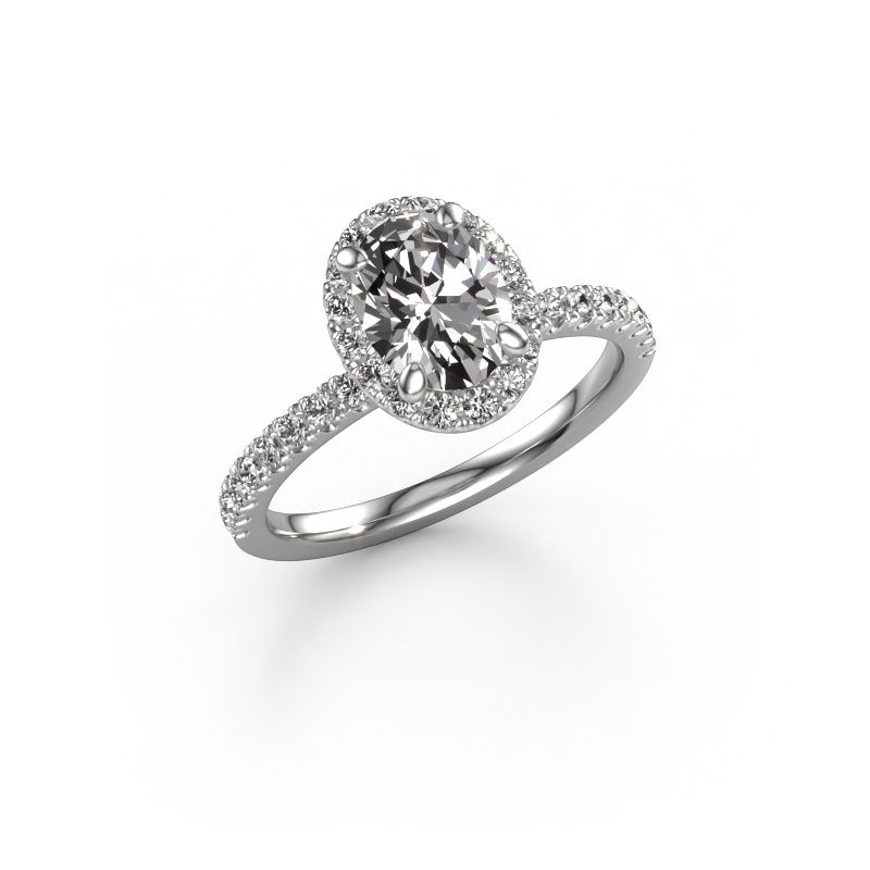 Verlovingsring Miranda OVL 585 witgoud zirkonia 8x6 mm