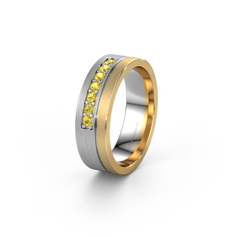 Wedding ring WH0312L16AM 585 white gold yellow sapphire ±6x1.7 mm