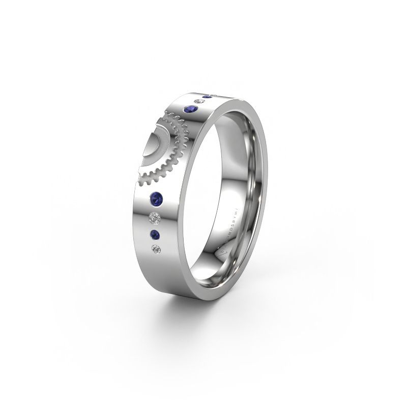 Trouwring WH2116L25A 585 witgoud saffier ±5x1.7 mm