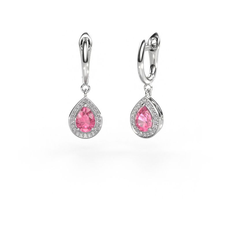 Pendants d'oreilles Ginger 1 950 platine saphir rose 7x5 mm