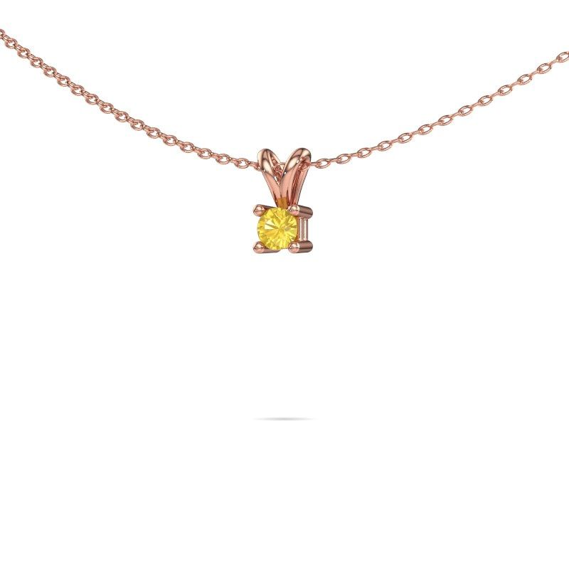 Ketting Eline 585 rosé goud gele saffier 5 mm