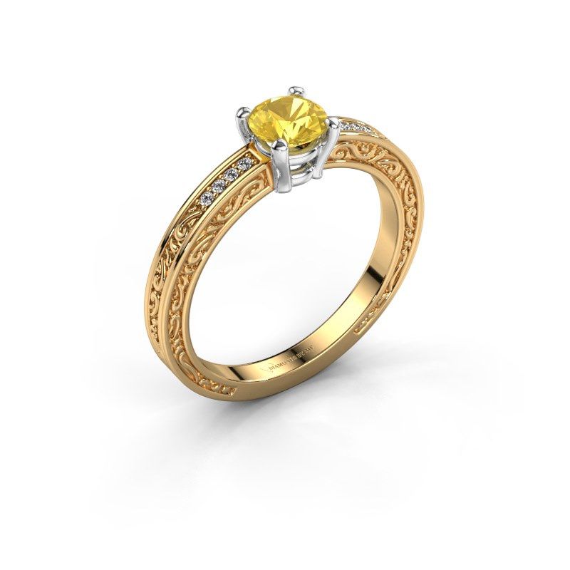 Afbeelding van Verlovingsring Claudette 2 585 goud gele saffier 5 mm