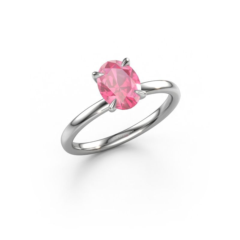 Image of Engagement Ring Crystal Ovl 1<br/>950 platinum<br/>Pink sapphire 8x6 mm