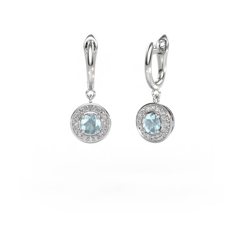 Drop earrings Ninette 1 950 platinum aquamarine 5 mm