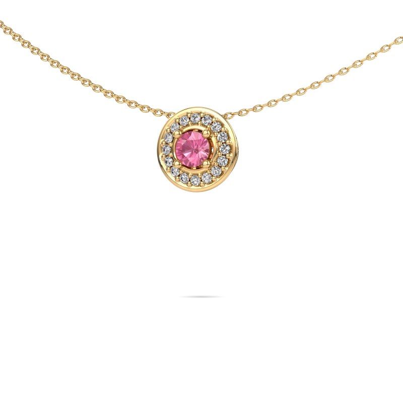 Pendant Agaat 585 gold pink sapphire 4 mm