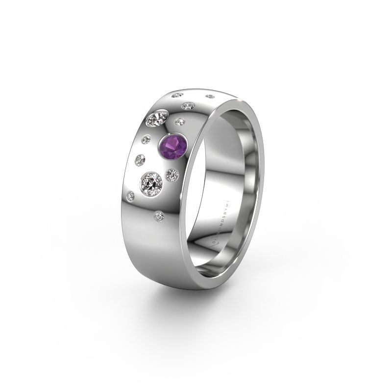 Wedding ring WH0141L26BP 585 white gold amethyst ±7x2 mm