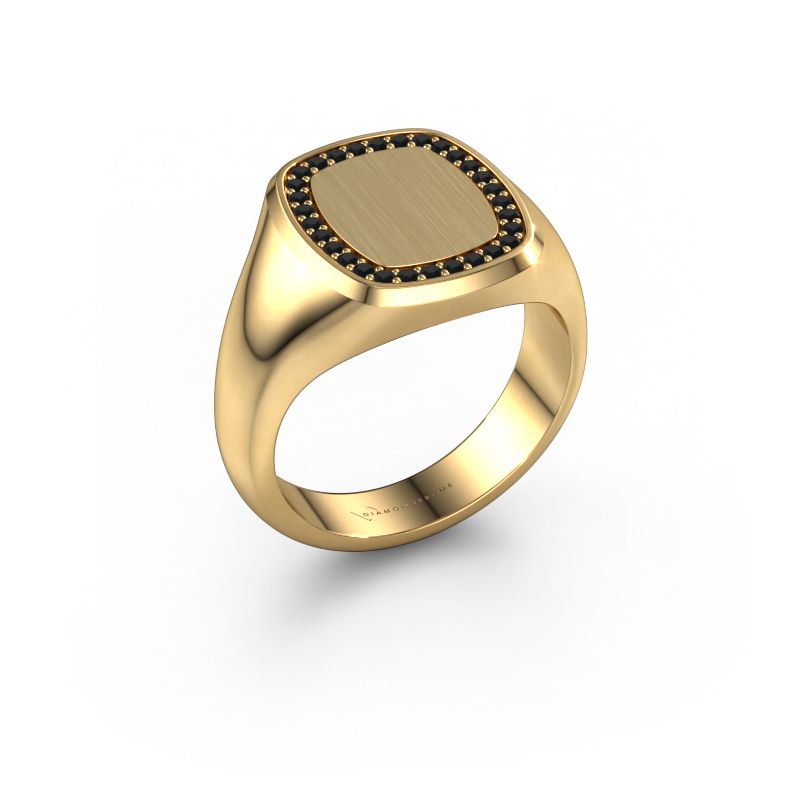 Men's ring Floris Cushion 3 585 gold black diamond 0.270 crt