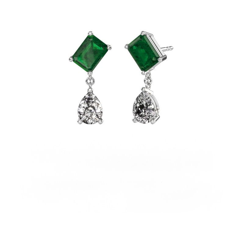Earrings Toi et Moi EME PER 950 platinum emerald 8x6 mm