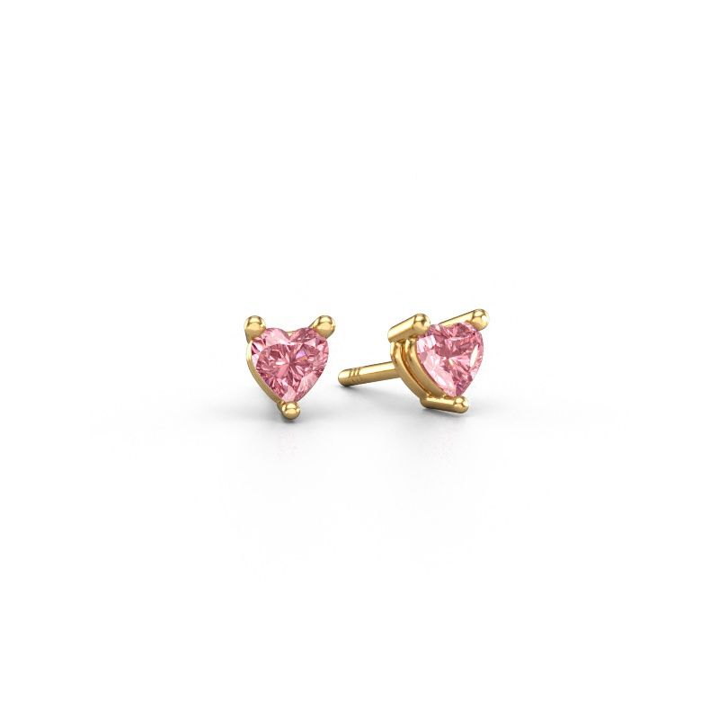 Stud earrings Garnet 585 gold pink lab grown diamond 4 mm