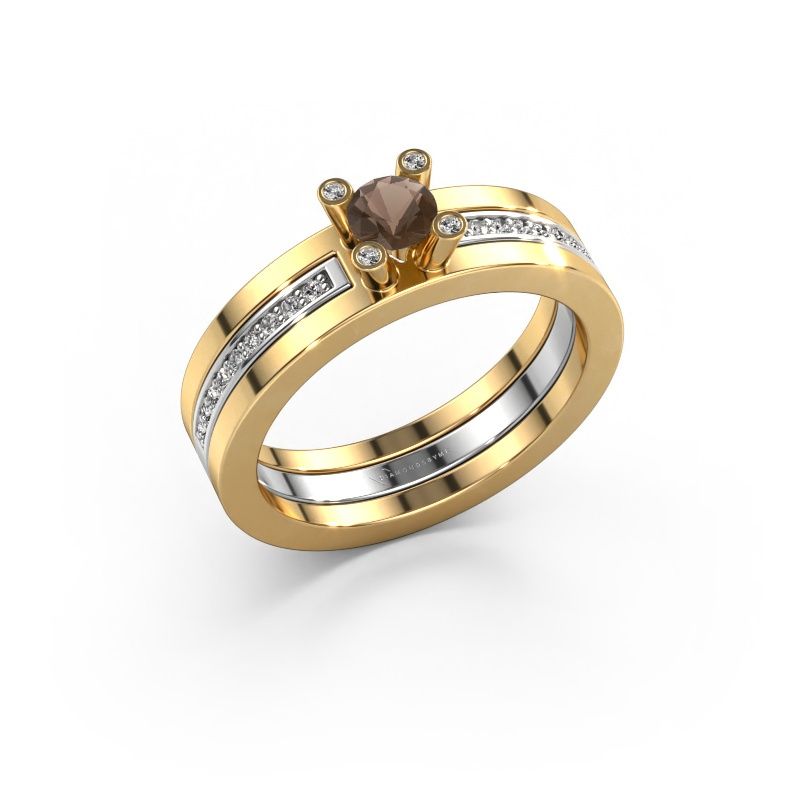 Verlovingsring Alisha 585 goud rookkwarts 4 mm