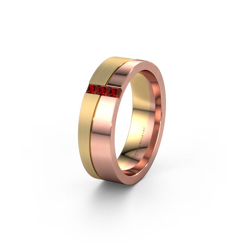 Trauring WH0906L16A 585 Roségold Granat ±6x1.7 mm