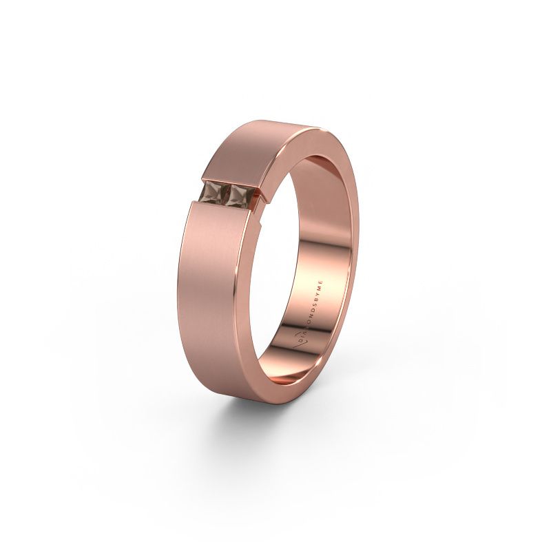Trouwring WH2136L15E 585 rosé goud rookkwarts ±5x2.6 mm
