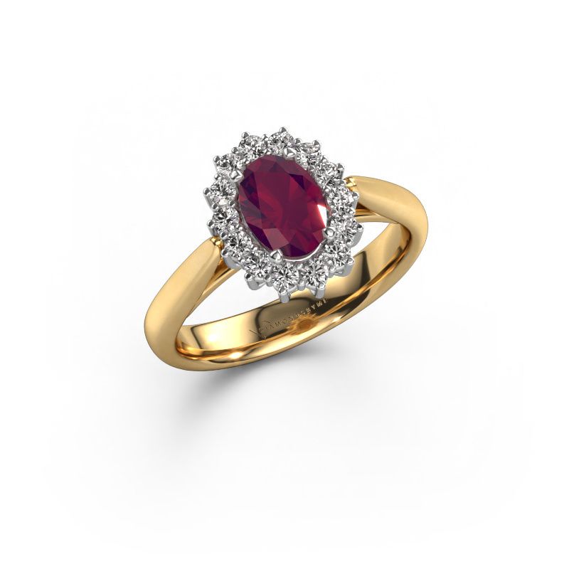 Bague de fiançailles Margien 1 585 or jaune rhodolite 7x5 mm