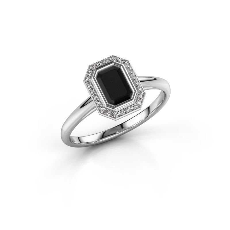Afbeelding van Verlovingsring Noud 1 EME<br/>585 witgoud<br/>Zwarte diamant 0.96 crt