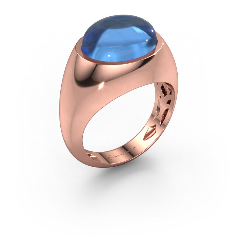 Ring Laurien 585 Roségold Blau Topas 12x10 mm