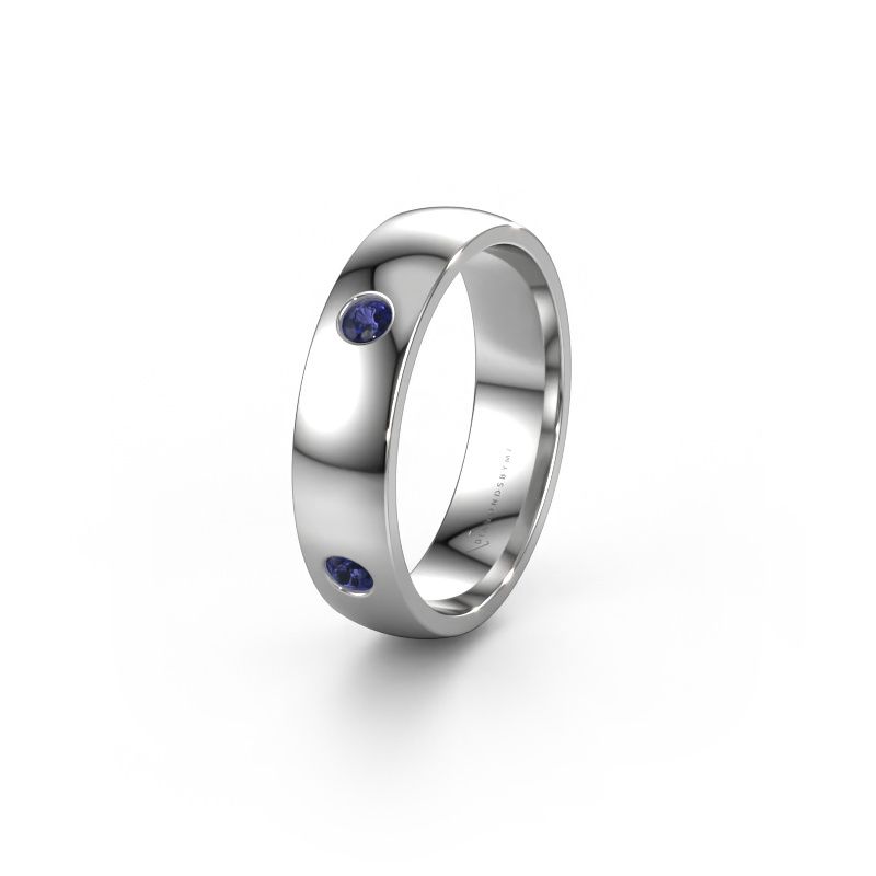 Huwelijksring WH0104L25AP 585 witgoud saffier 2.5 mm ±5x1.7 mm