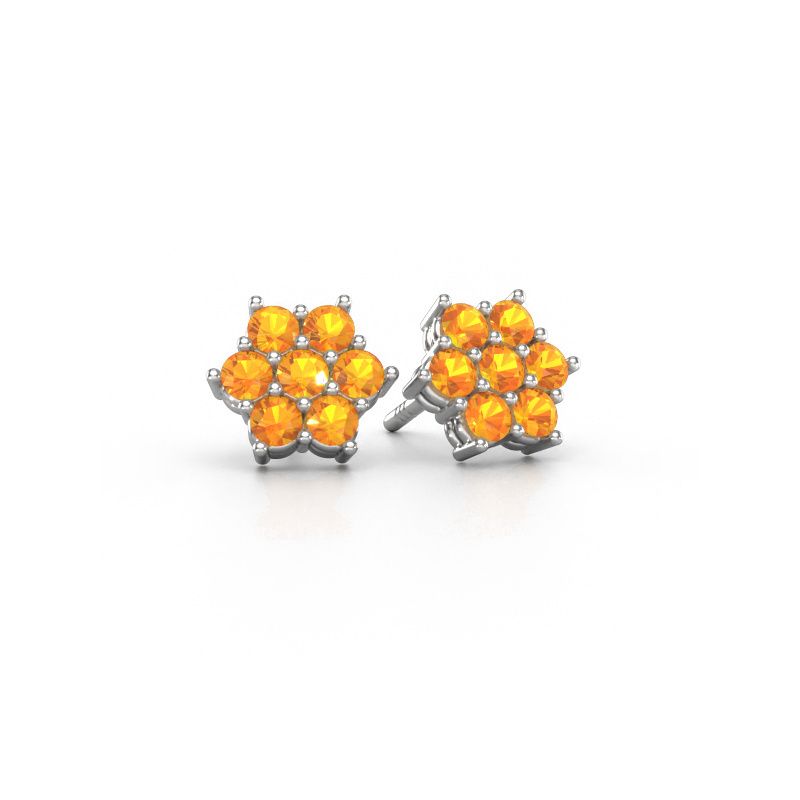Stud earrings Bonita 585 white gold citrin 2.4 mm