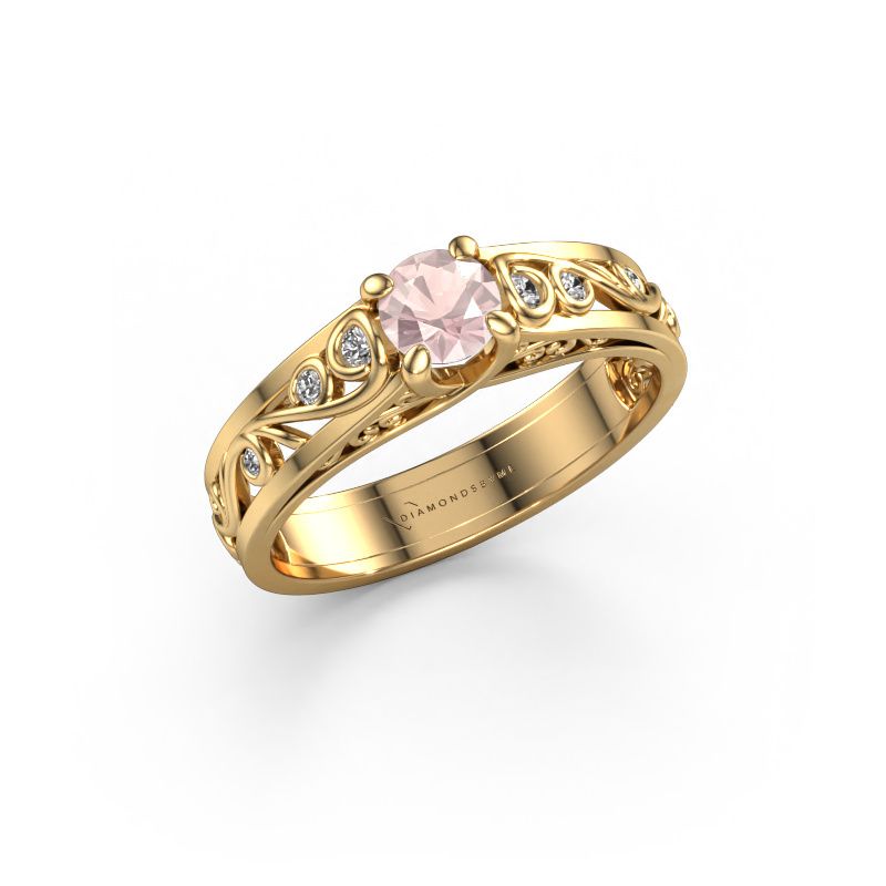 Anillo Quinty 585 oro morganita champán 4.7 mm