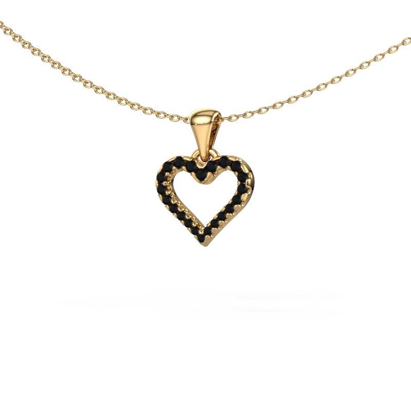 Pendant Heart 7 585 gold black diamond 0.213 crt