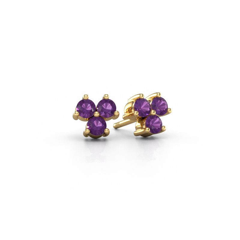 Clous d'oreilles Shirlee 585 or jaune améthyste 3 mm