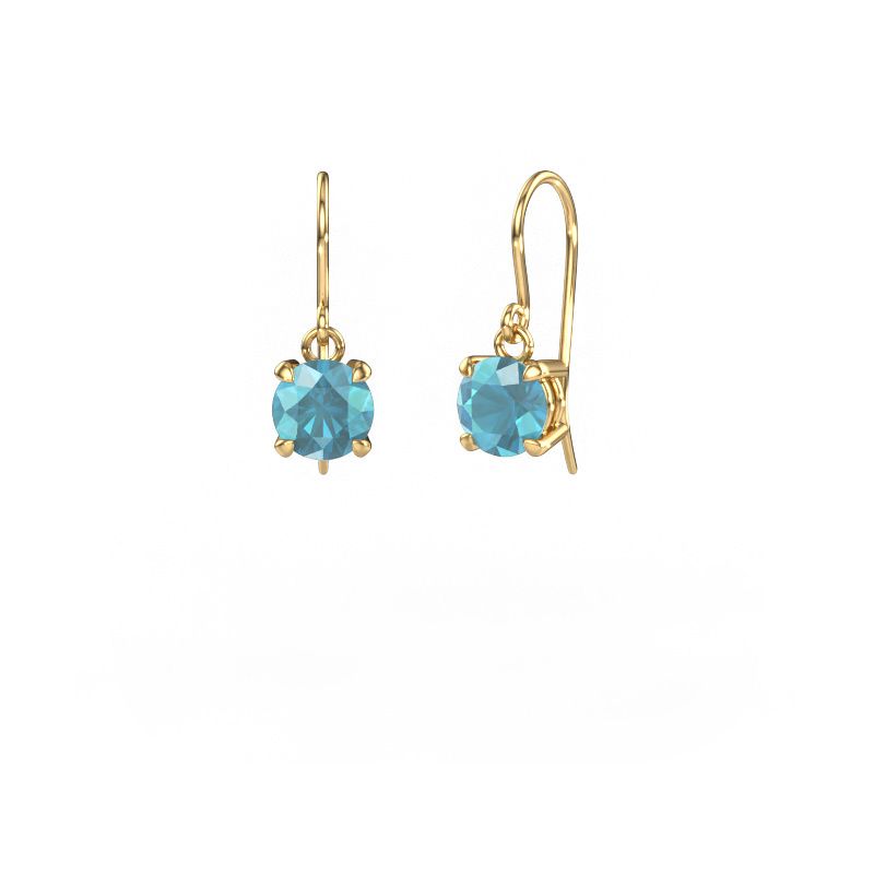 Drop earrings Laurie RND 1 585 gold blue topaz 6 mm