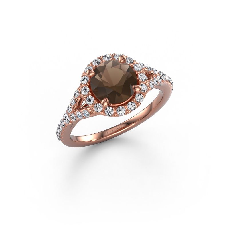 Verlobungsring Kimber RND 585 Roségold Rauchquarz 7 mm