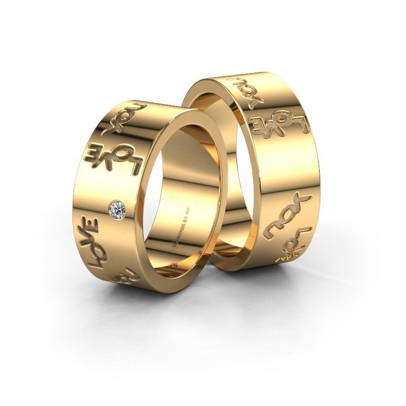 Image of Wedding rings set WHR0438LM ±6x2 mm 14 Carat gold diamond 0.03 crt