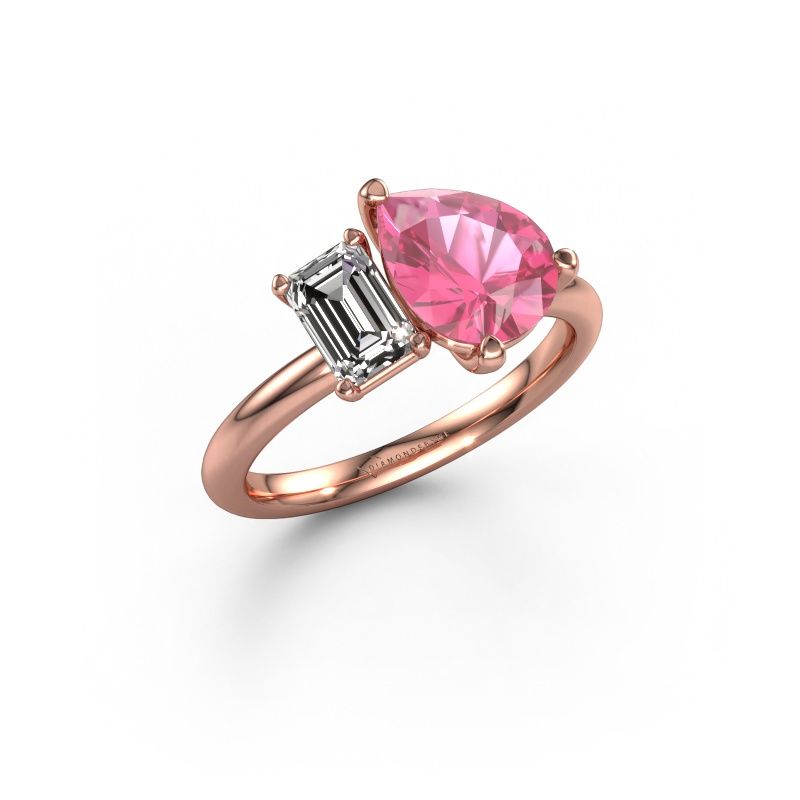 Verlobungsring Toi et Moi PER-EME 585 Roségold Pink Saphir 9x7 mm