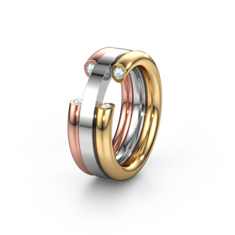 Wedding ring WH6018L 585 gold aquamarine ±8x3 mm