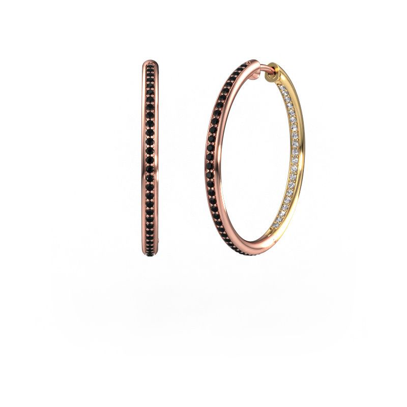 Creole Sina 25mm 585 Roségold Schwarz Diamant 0.796 crt