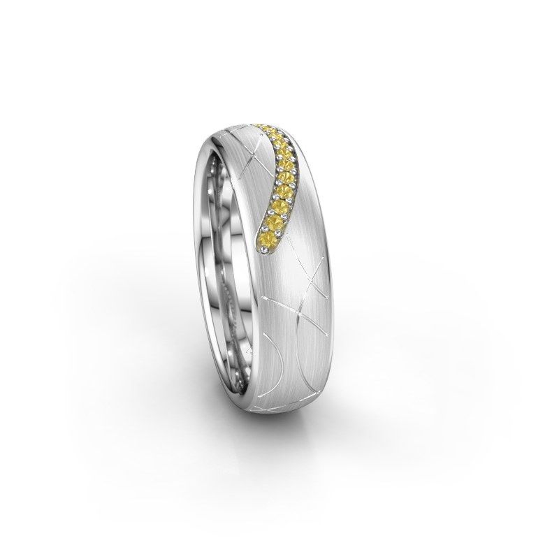 Afbeelding van Trouwring WH2060L36CM<br/>950 platina ±6x2.2 mm<br/>Gele saffier