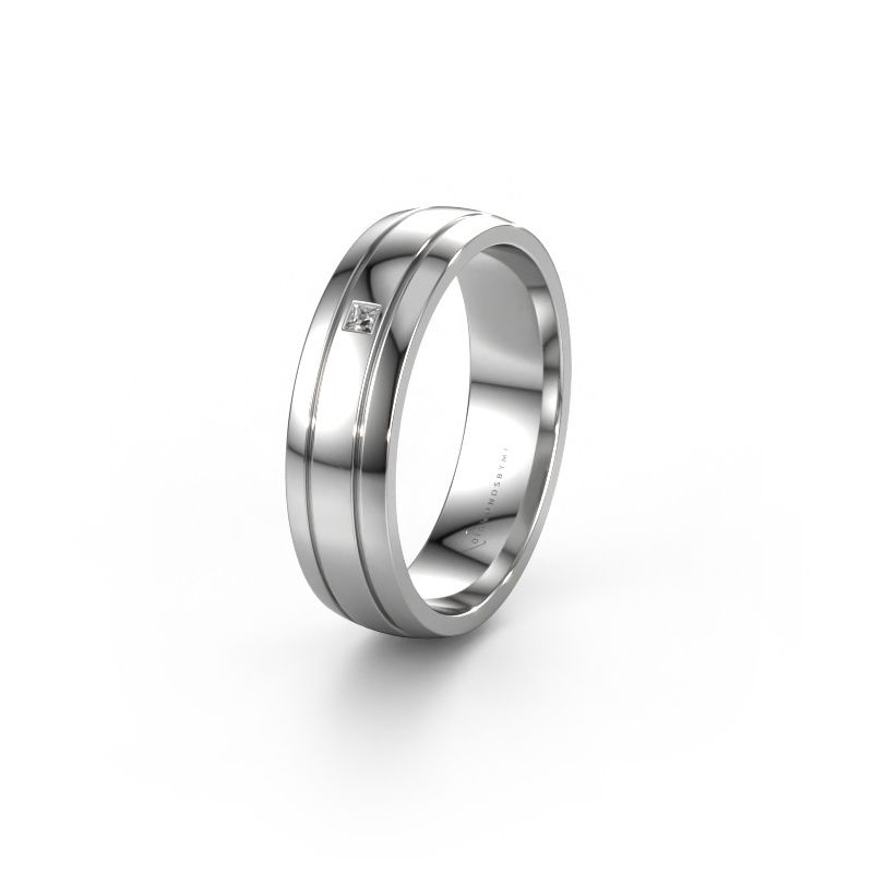 Wedding ring WH0422L25X 585 white gold diamond ±5x1.5 mm