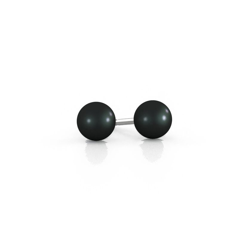 Stud earrings Blanche 950 platinum black pearl 6 mm
