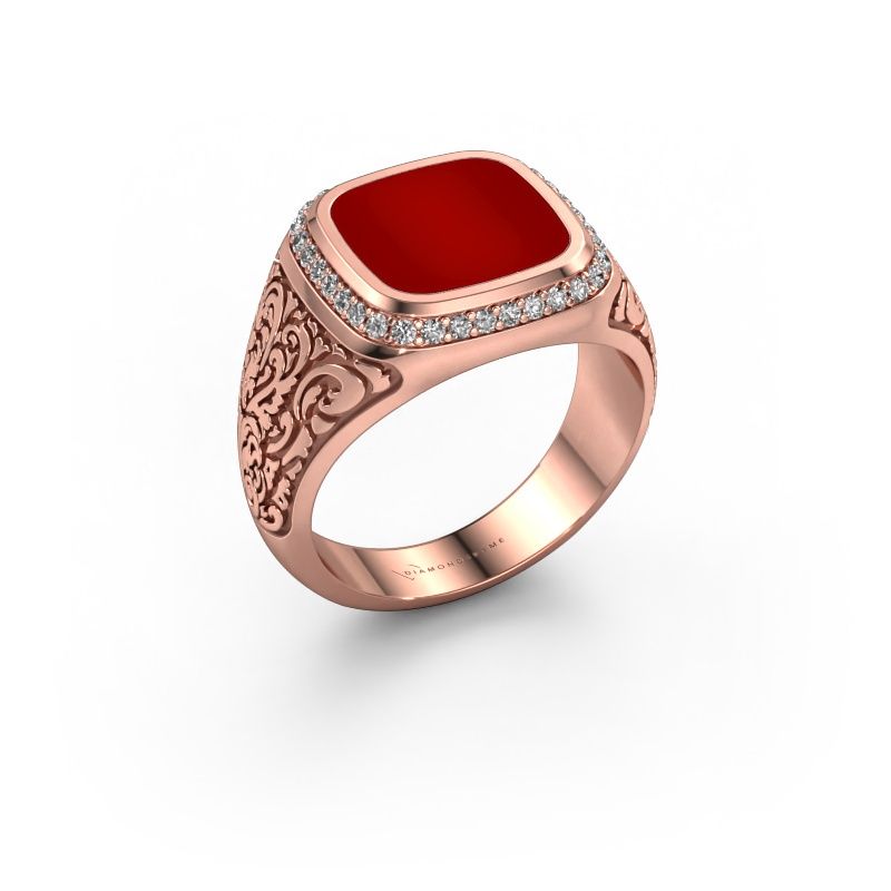 Men's ring Jesse 3 585 rose gold carnelian 10x10 mm