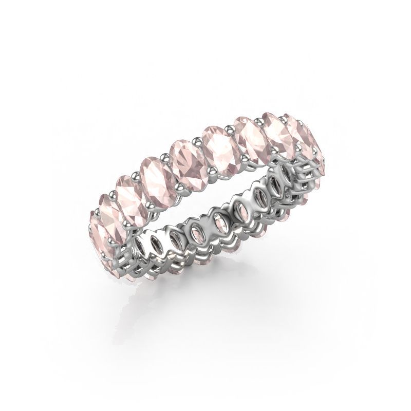 Aanschuifring Heddy OVL 3x5 585 witgoud morganiet champagne 5x3 mm