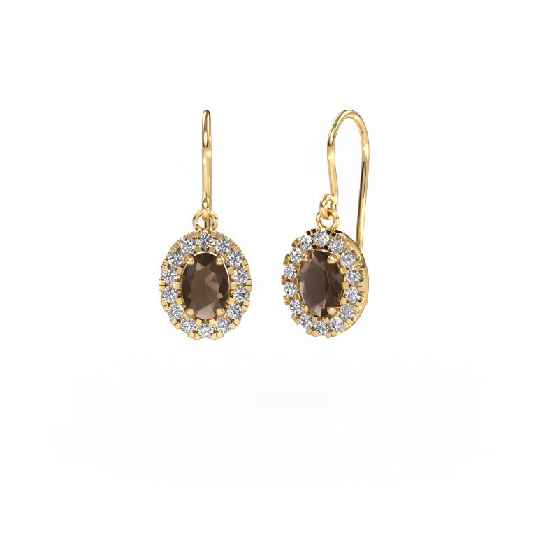 Drop earrings Jorinda 1 585 gold smokey quartz 7x5 mm