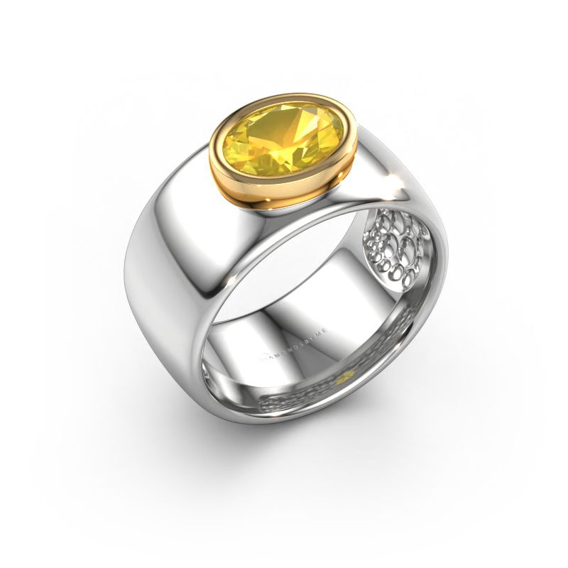 Ring Anouschka 585 white gold yellow sapphire 8x6 mm