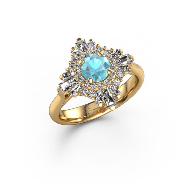 Engagement ring Thalia 585 gold blue topaz 5.4 mm
