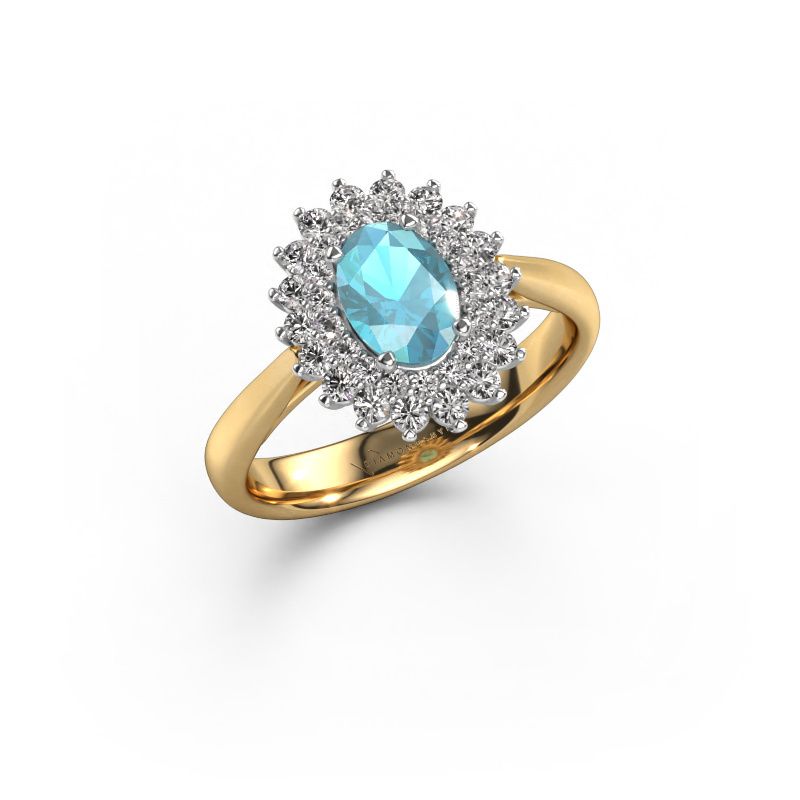 Engagement ring Alina 1 585 gold blue topaz 7x5 mm