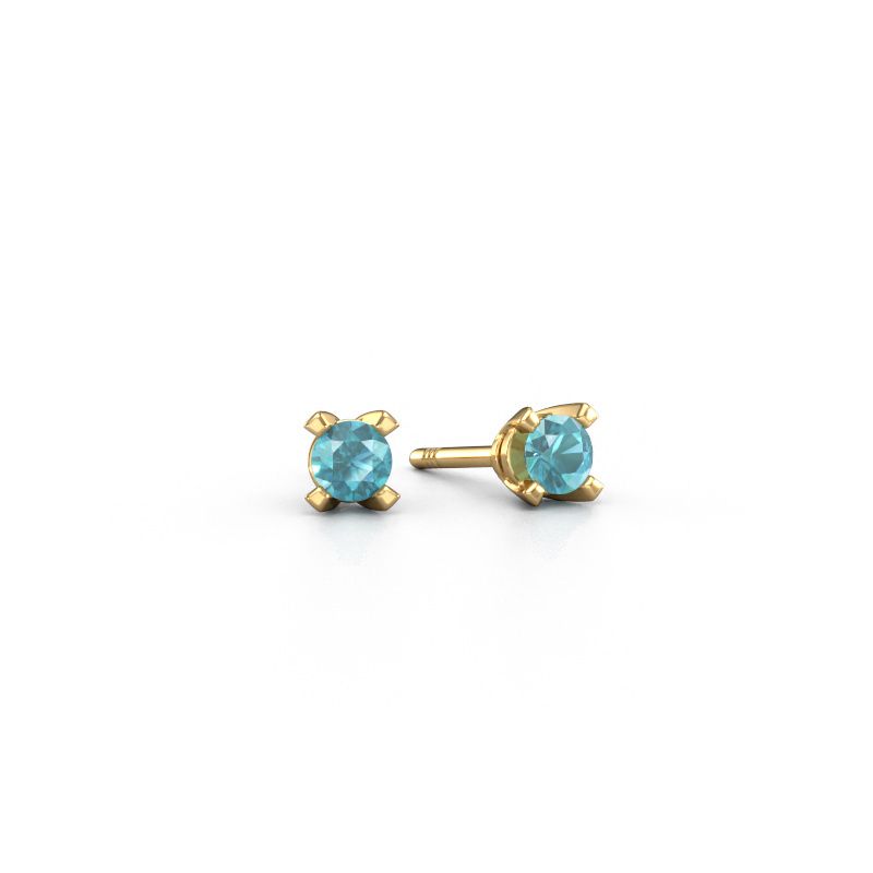 Stud earrings Isa 585 gold blue topaz 5 mm