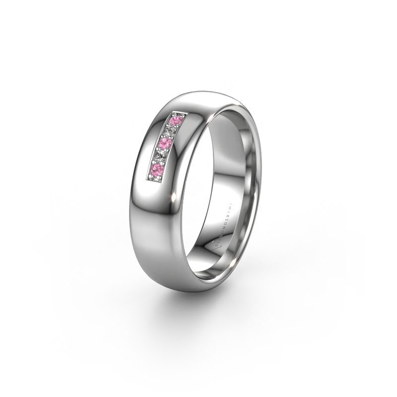 Wedding ring WH0111L36BP 585 white gold pink sapphire ±6x2 mm