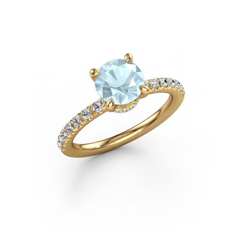 Engagement ring Crystal rnd 4 585 gold aquamarine 7 mm