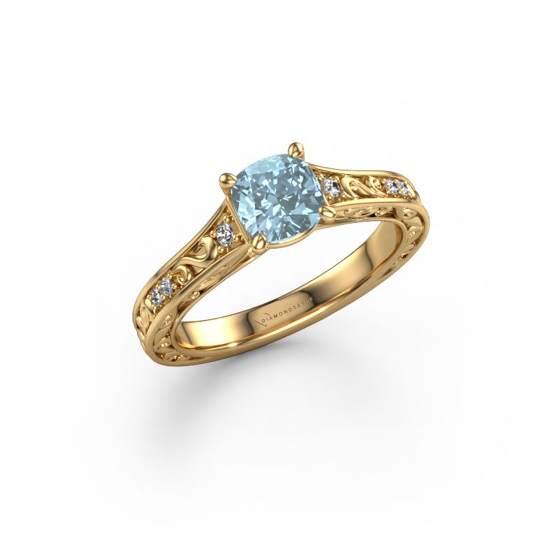 Engagement ring Mallory CUS 585 gold blue lab grown diamond 5.5 mm