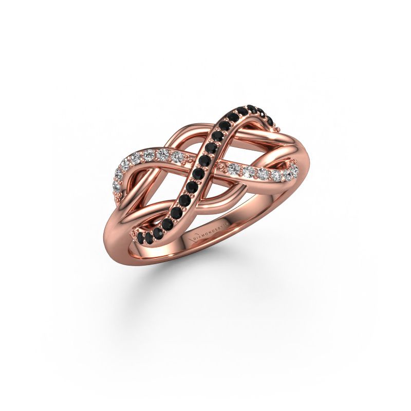 Ring Lizan 585 rose gold black diamond 0.229 crt