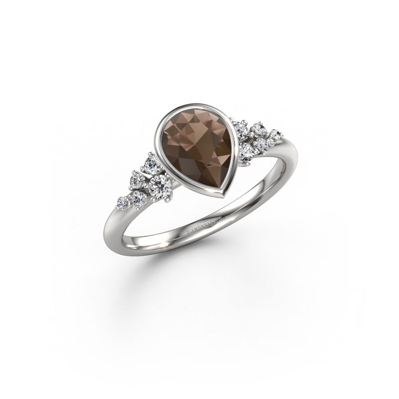 Engagement ring Aliyah PER 950 platinum smokey quartz 8x6 mm