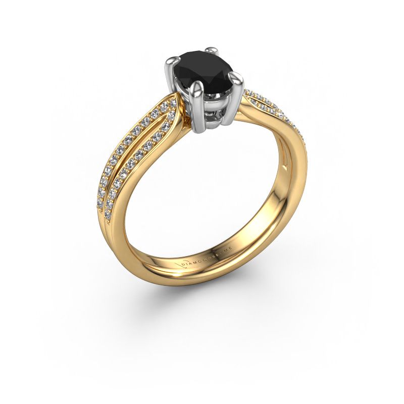 Bague de fiançailles Antonia ovl 2 585 or jaune diamant noir 1.28 crt