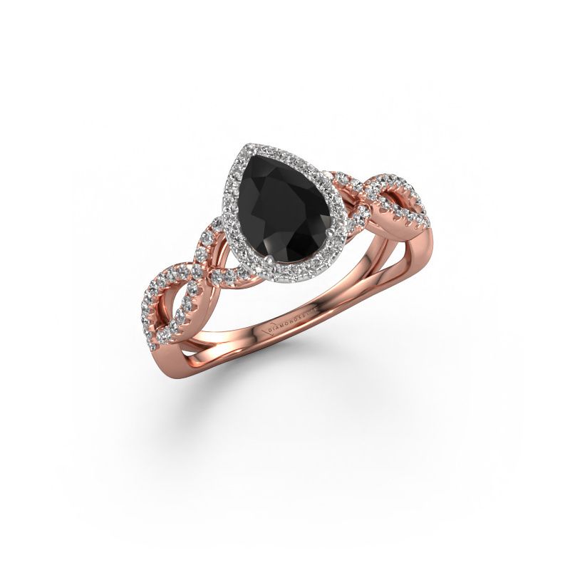 Bague de fiançailles Dionne pear 585 or rose diamant noir 1.34 crt