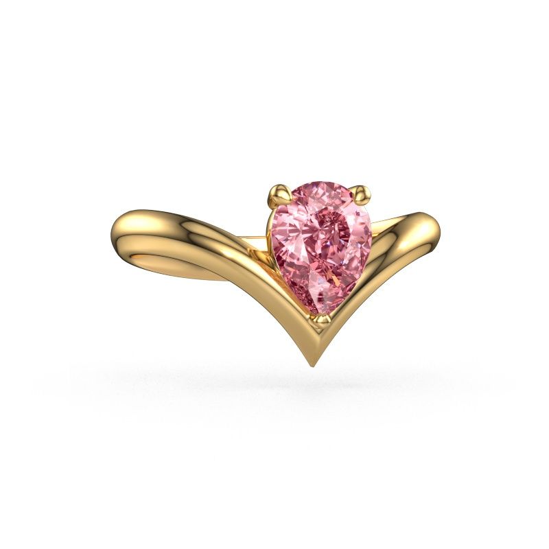 Engagement ring Maddy PER 585 gold pink lab grown diamond 8x6 mm