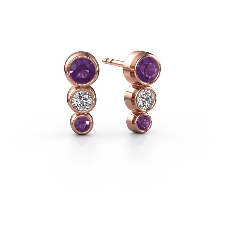 Stud earrings Linda 585 rose gold amethyst 4 mm